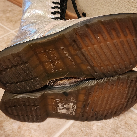 Metallic Silver Women's Dr. Martens Combat Boots - Picture 6 of 7